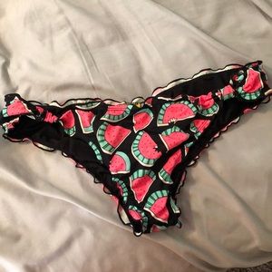 Watermelon print ruffle scrunch butt bikini bottom